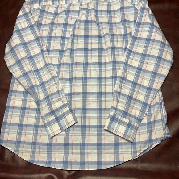 Peter Millar blue white pink plaid long sleeve button down shirt, size XL - Picture 12 of 13